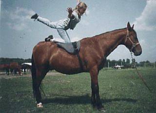 Jenny doing a horseback exercise called the Swan